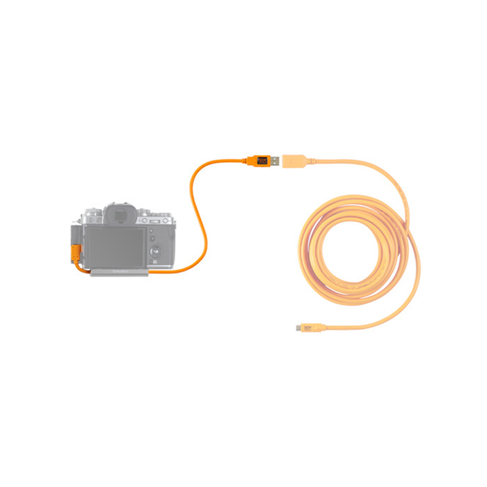 Tether Tools TetherPro USB-A 3.0 to Right Angle USB-C Pigtail Cable, 20" (50cm) - High-Visibility Orange