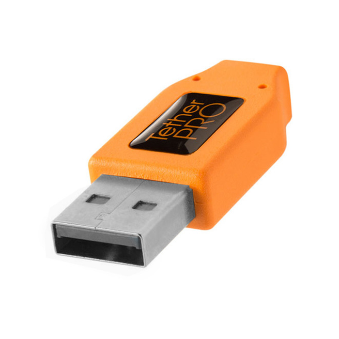 Tether Tools TetherPro USB-A 3.0 to Right Angle USB-C Pigtail Cable, 20" (50cm) - High-Visibility Orange