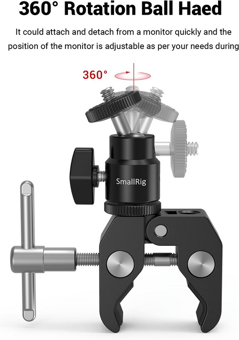 SmallRig Super Clamp Mount with 1/4" Screw Ball Head Mount 1124