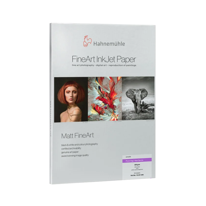 Hahnemühle Photo Rag Matt Baryta FineArt Inkjet Paper, 308, 17" x 22" - 25 Sheets