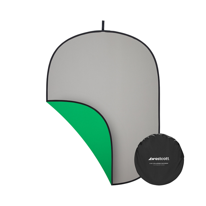 Westcott Collapsible 2-in-1 Gray & Green Backdrop, 5' x 6.5'