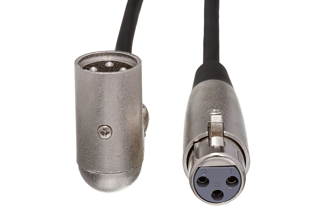 Hosa 3-Pin XLR Female to XLR Angled Male Balanced Interconnect Cable - 1.5'