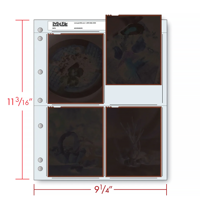 Print File 45-4B Archival Negative Pages for 4x5" Film or Transparencies (Holds 4 Individual Frames) - 25 Pack