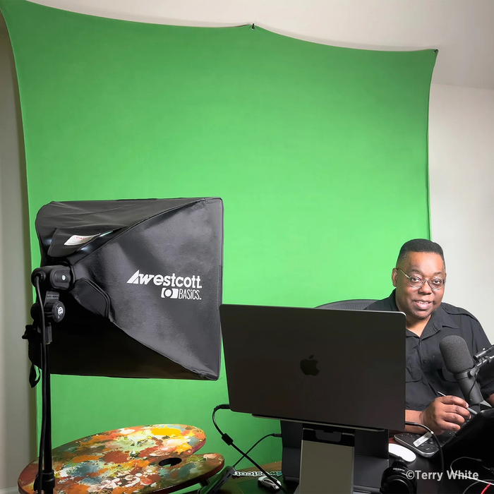 Westcott X-Drop Pro Wrinkle-Resistant Backdrop Kit, 8' x 8' - Chroma-Key Green Screen