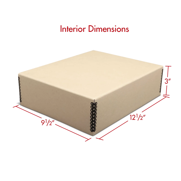 Print File TDF9123 Tan Drop-Front Metal-Edge 2-Piece Archival Box, 3" Deep, 9 × 12"