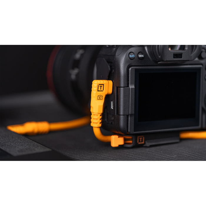 Tether Tools TetherPro USB-C Straight to Right-Angled Cable, 31' - High-Visibility Orange