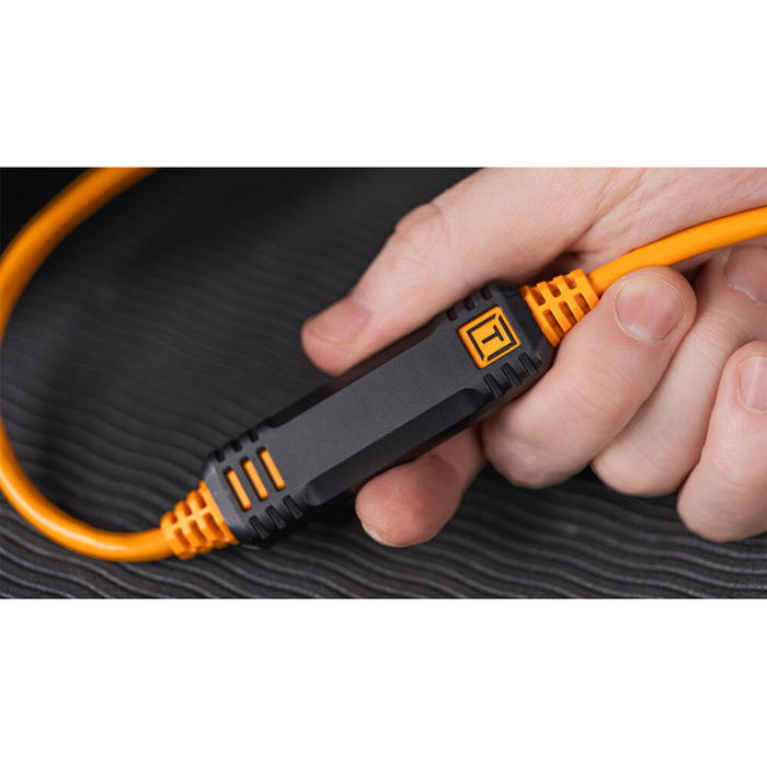 Tether Tools TetherPro USB-C Straight to Right-Angled Cable, 31' - High-Visibility Orange
