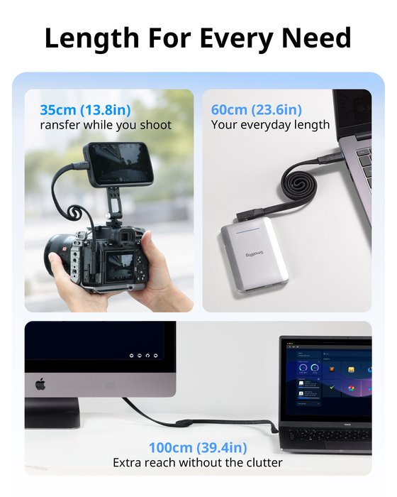 SmallRig USB-C Self-Coiling Data Cable (USB 3.2 Gen2x2 & 39.4") 6866