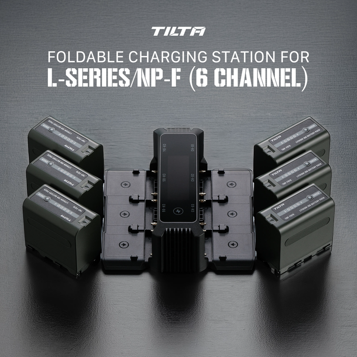 Tilta Foldable Charging Station for L-Series/NP-F Batteries (6 Channel) - Black