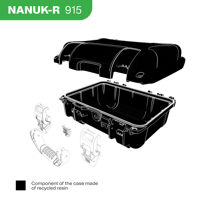 Nanuk R 915 Medium-Series Protective Case with Cubed Foam & Lid Foam - Black