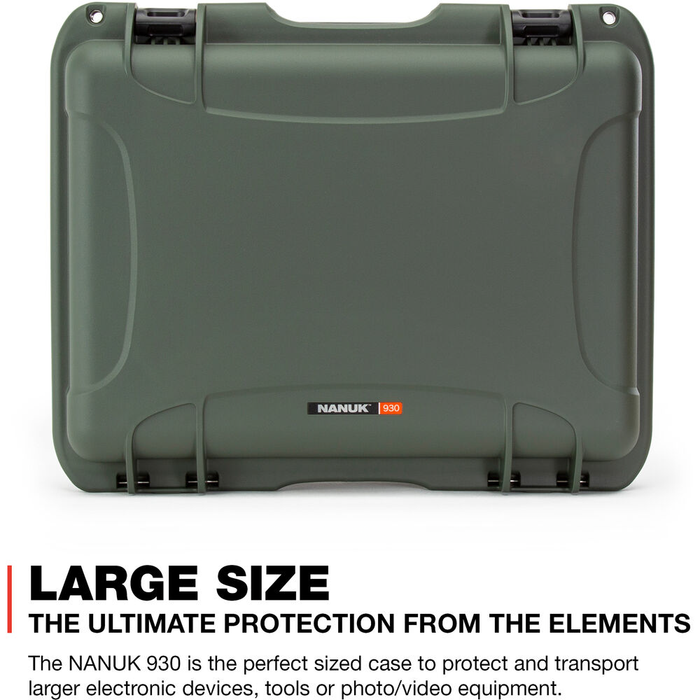 Nanuk 930 Medium-Series Protective Case with Cubed Foam & Lid Foam - Olive