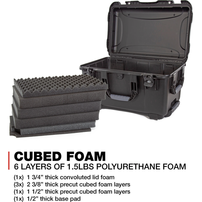 Nanuk 938 Wheeled Protective Case with Cubed Foam & Lid Foam - Black