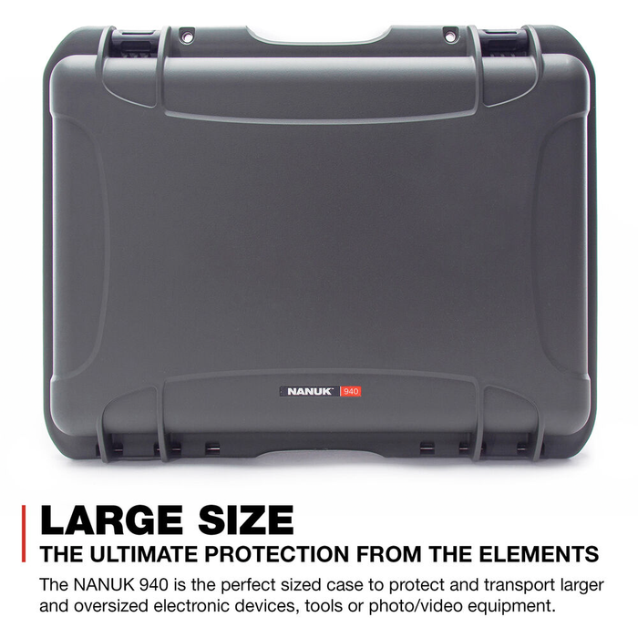 Nanuk 940 Wheeled Protective Case with Padded Dividers & Lid Foam - Graphite