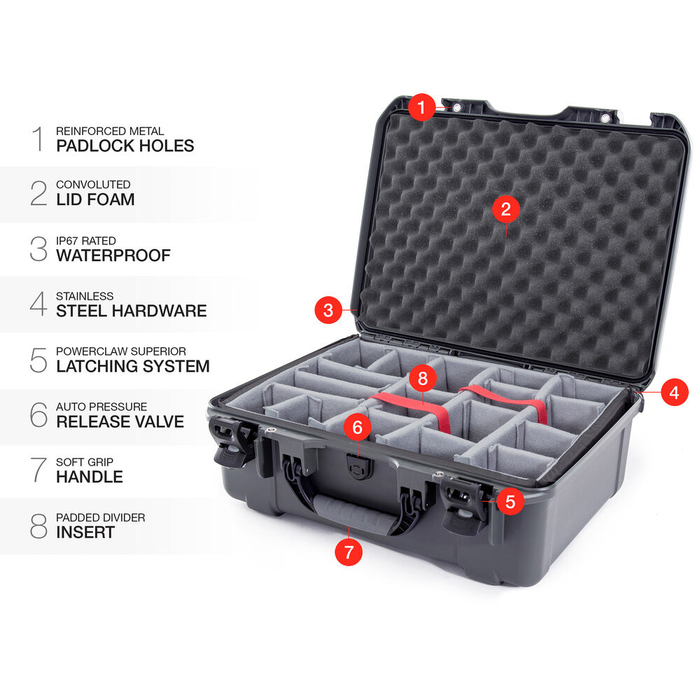 Nanuk 940 Wheeled Protective Case with Padded Dividers & Lid Foam - Graphite