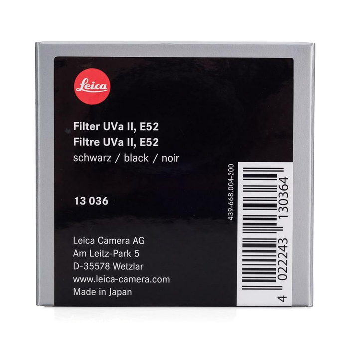 Leica E52 UVa II Filter Black