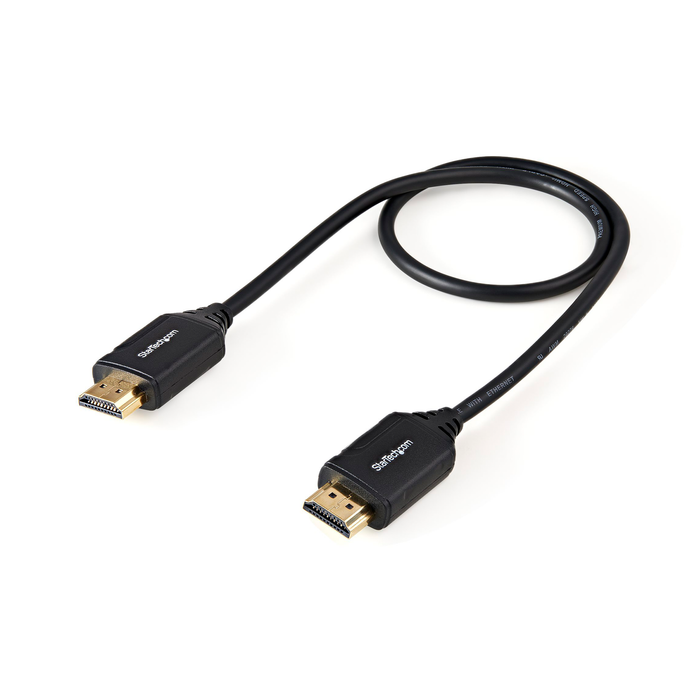 StarTech Premium High Speed Ultra HD 4K 60Hz 2.0 Male to Male HDMI Cable with Ethernet for UHD Monitors, TVs, Displays - 1.6ft (50cm)