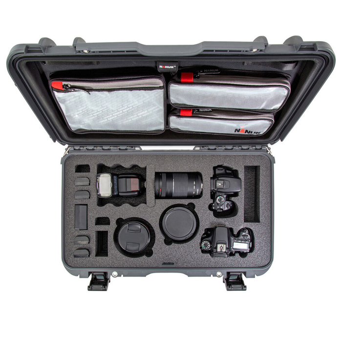 Nanuk 935 Wheeled Protective Case with Custom DSLR Foam & Lid Organizer - Graphite