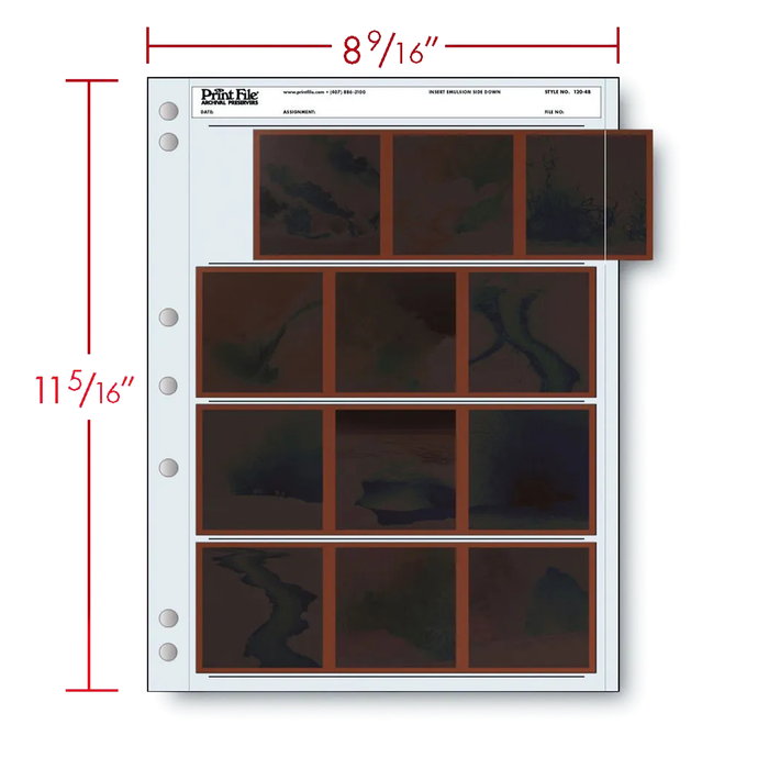 Print File 120-4B Archival Negative Pages for 120 Film (Holds 4 Strips) - 25 Pack
