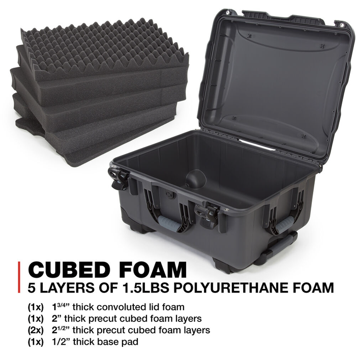 Nanuk 950 Wheeled Protective Case with Cubed Foam & Lid Foam - Graphite