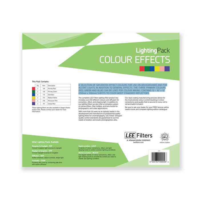 LEE Filters Color Effects Studio Pack 10" x 12" - 12 Sheets
