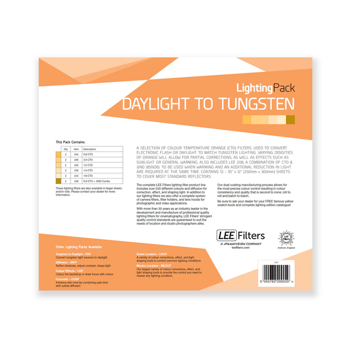 LEE Filters Daylight to Tungsten Studio Pack 10" x 12" - 12 Sheets