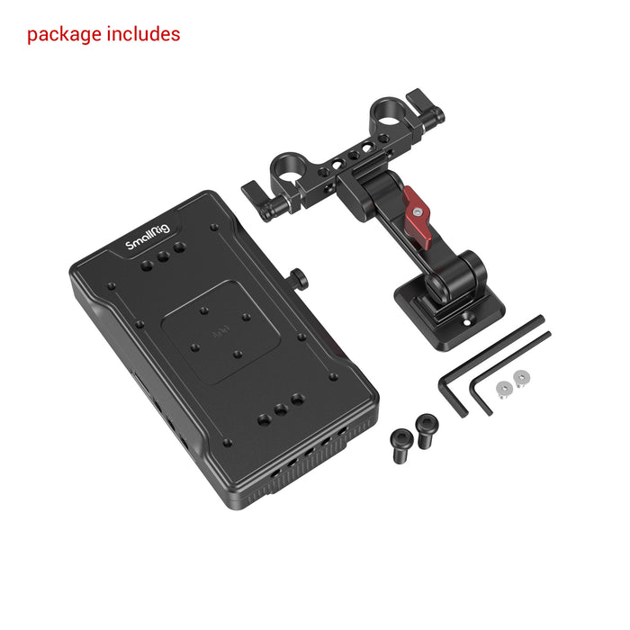 SmallRig V-Mount Battery Adapter Plate with 15mm LWS Rod Clamp & Adjustable Arm 3204