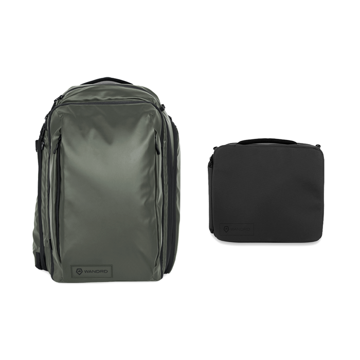 Wandrd Transit Travel 45L Backpack with Essential+ Camera Cube Bundle - Wasatch Green