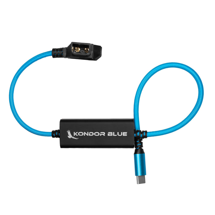 Kondor Blue D-Tap to USB-C Power Delivery Cable for Mirrorless Cameras & Laptops, 16" - Kondor Blue