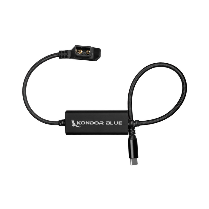 Kondor Blue Male D-Tap to 4-Port Female D-Tap Splitter Hub with 1/4"-20 Threads (12V), 16" - Raven Black