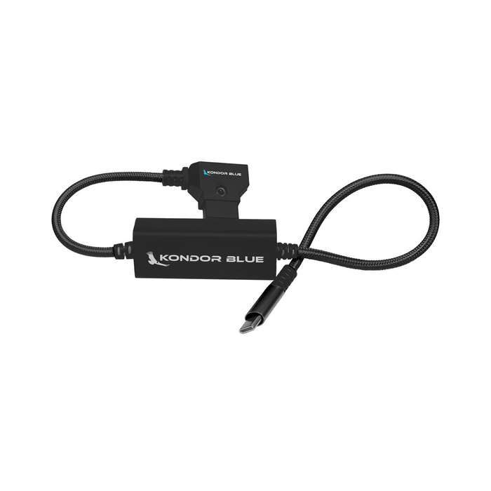 Kondor Blue Male D-Tap to 4-Port Female D-Tap Splitter Hub with 1/4"-20 Threads (12V), 16" - Raven Black