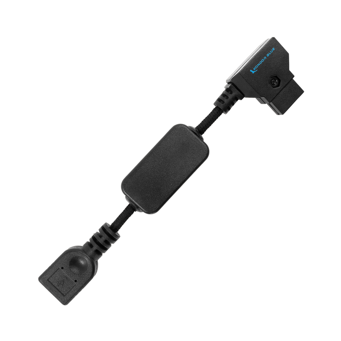 Kondor Blue D-Tap to 5V USB Female Converter Cable for Gold Mount/V-Mount Battery, 6" - Raven Black