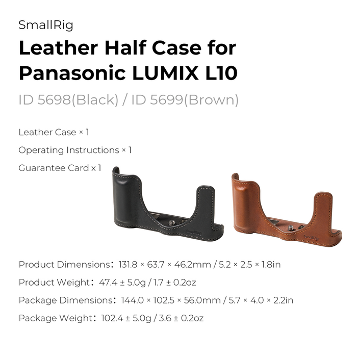 SmallRig Leather Half Case for Panasonic LUMIX L10 5698 - Black