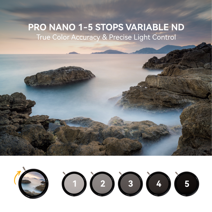NiSi 77mm SWIFT True Color ND-VARIO Pro Nano 1-5 Stops Variable Neutral Density Filter