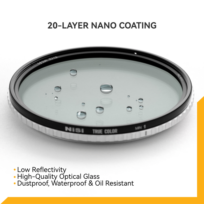 NiSi 77mm SWIFT True Color ND-VARIO Pro Nano 1-5 Stops Variable Neutral Density Filter