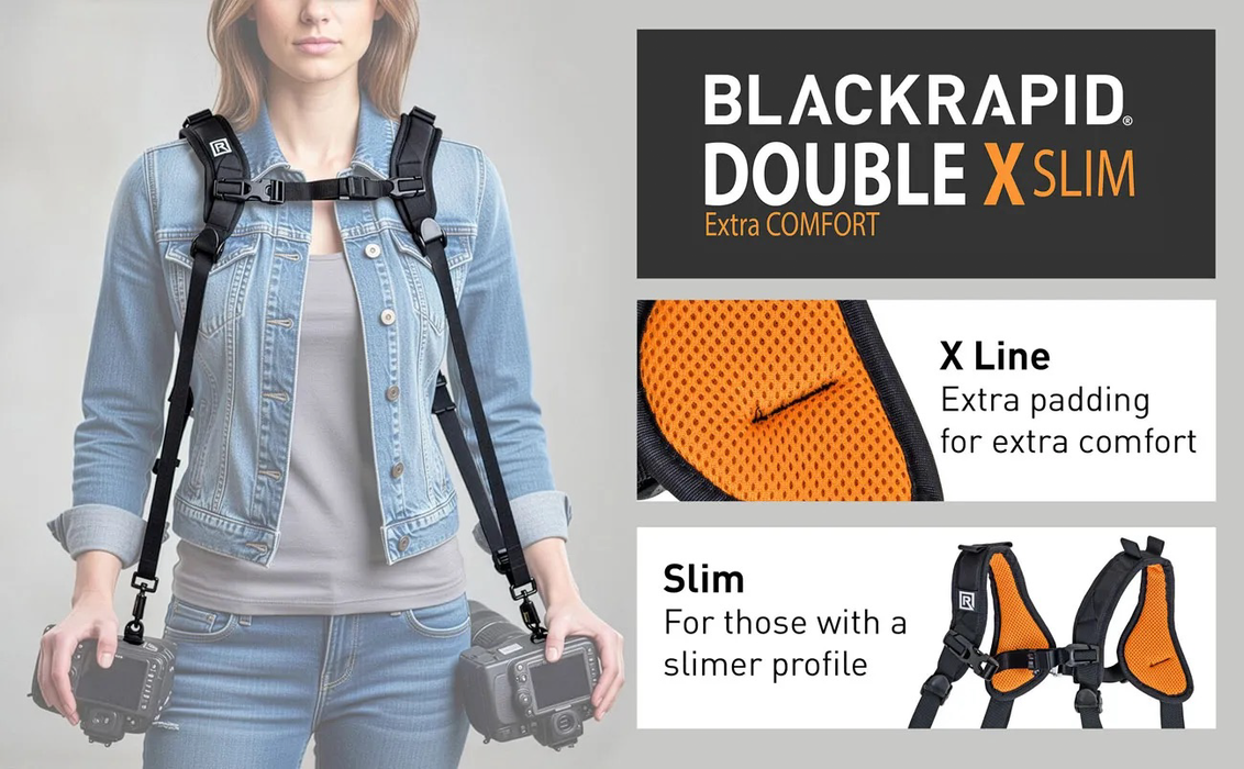 BlackRapid Double X Slim eXtra Comfort Double Camera Sling - Black