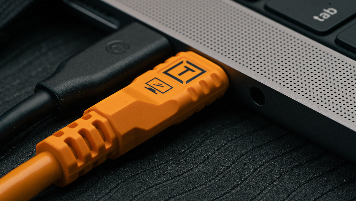 Tether Tools TetherPro Optima 10G USB-C Straight to Straight Cable, 15' - High-Visibility Orange