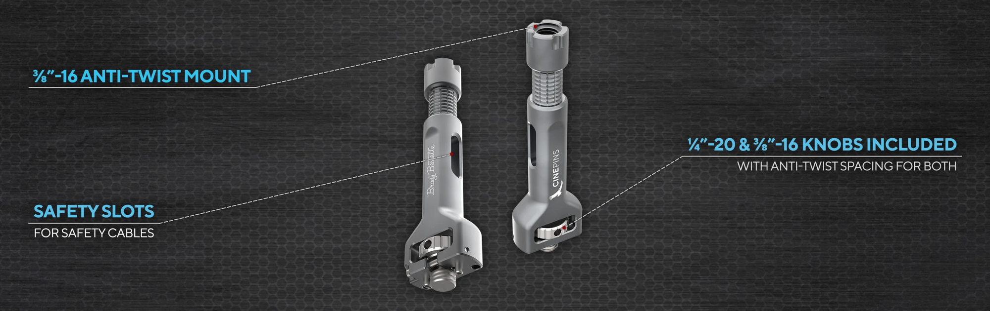 Kondor Blue Bessette CinePins (Baby Pin to ARRI 3/8”-16) - Space Gray