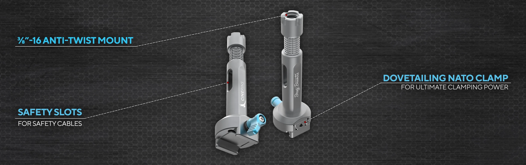 Kondor Blue Bessette CinePins (Baby Pin to ARRI 3/8”-16) - Space Gray