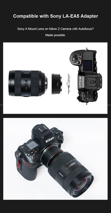 Megadap Sony E-Mount Lens to Nikon Z-Mount Camera Body Autofocus Adapter Pro+