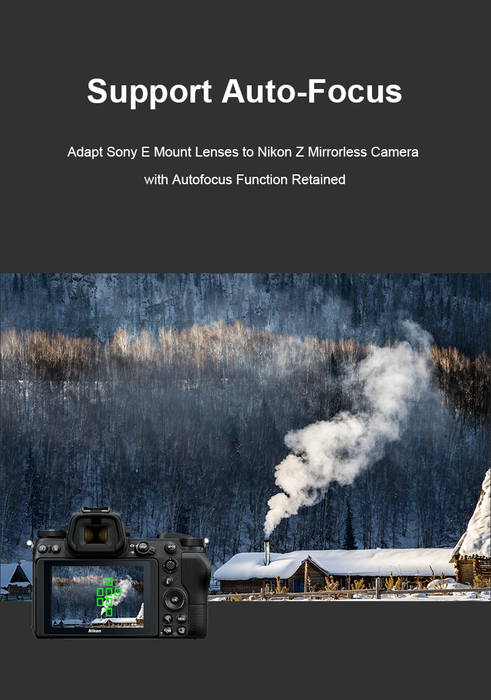 Megadap Sony E-Mount Lens to Nikon Z-Mount Camera Body Autofocus Adapter Pro+