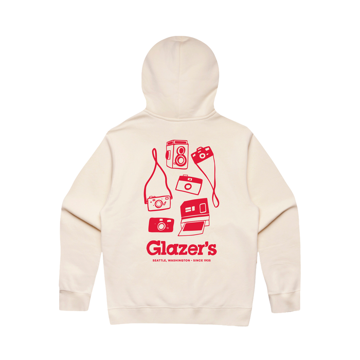 Glazer's Camera Collage Hoodie Ecru - Medium