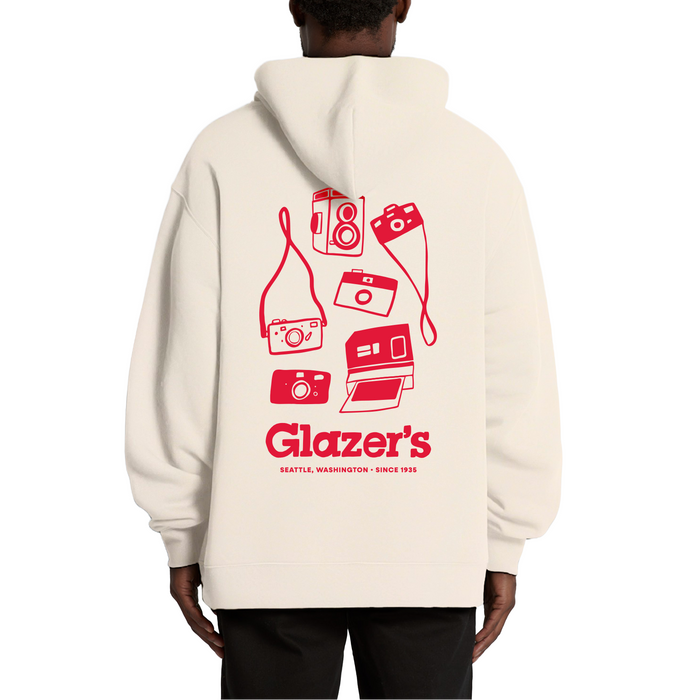 Glazer's Camera Collage Hoodie Ecru - Medium