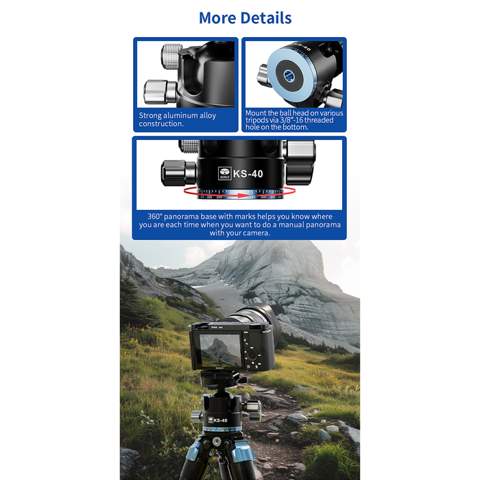 Sirui ST-124 Carbon Fiber Tripod with KS-30 Ball Head