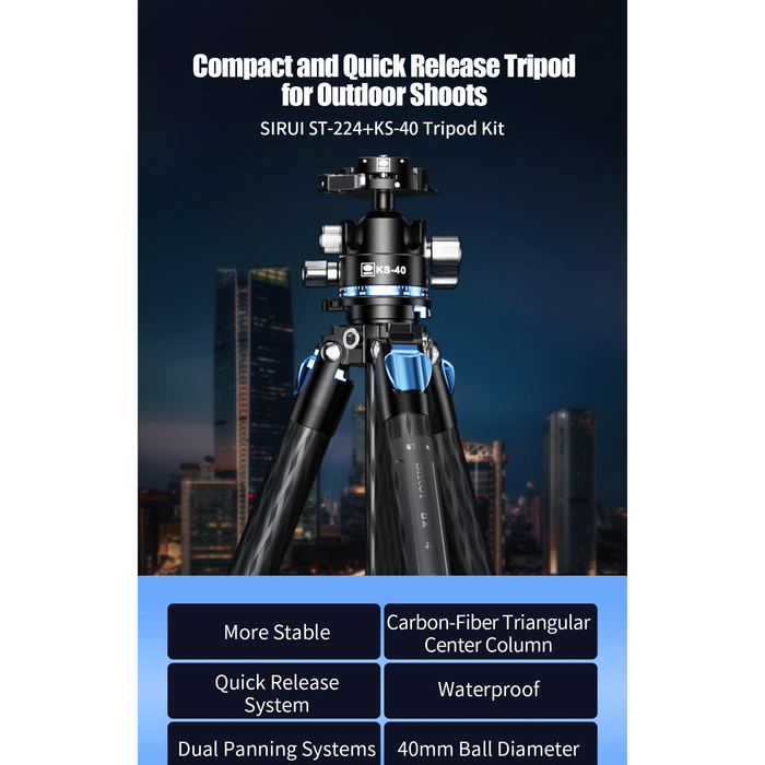 Sirui ST-224 Carbon Fiber Tripod with KS-40 Ball Head