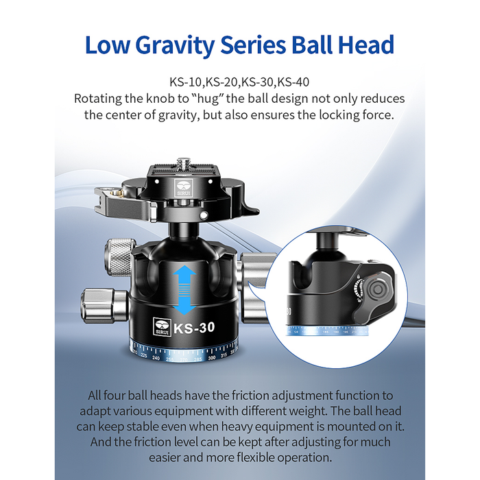 Sirui ST-124 Carbon Fiber Tripod with KS-30 Ball Head