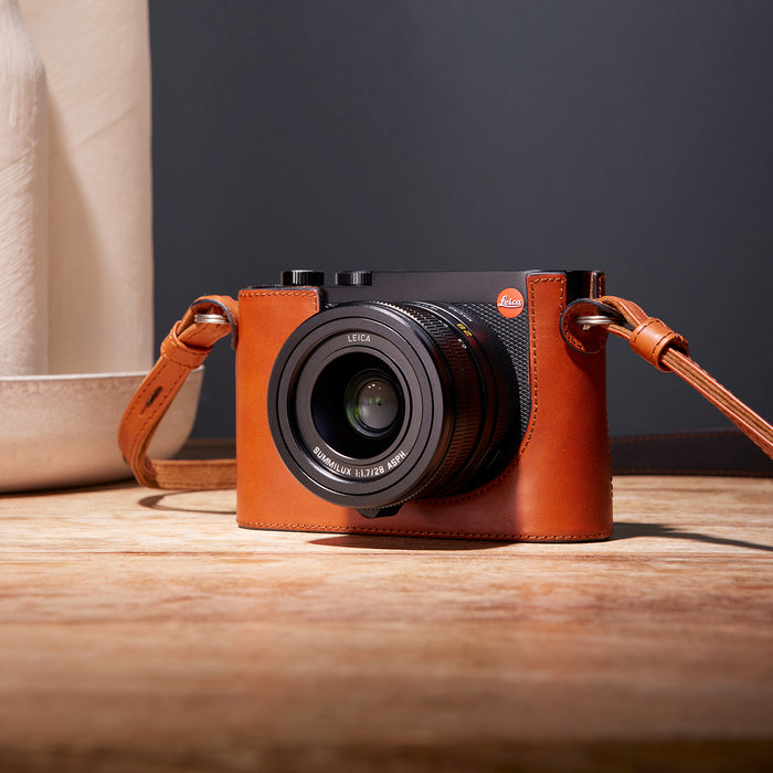 Leica Leather Half Case for Q3 Camera - Cognac