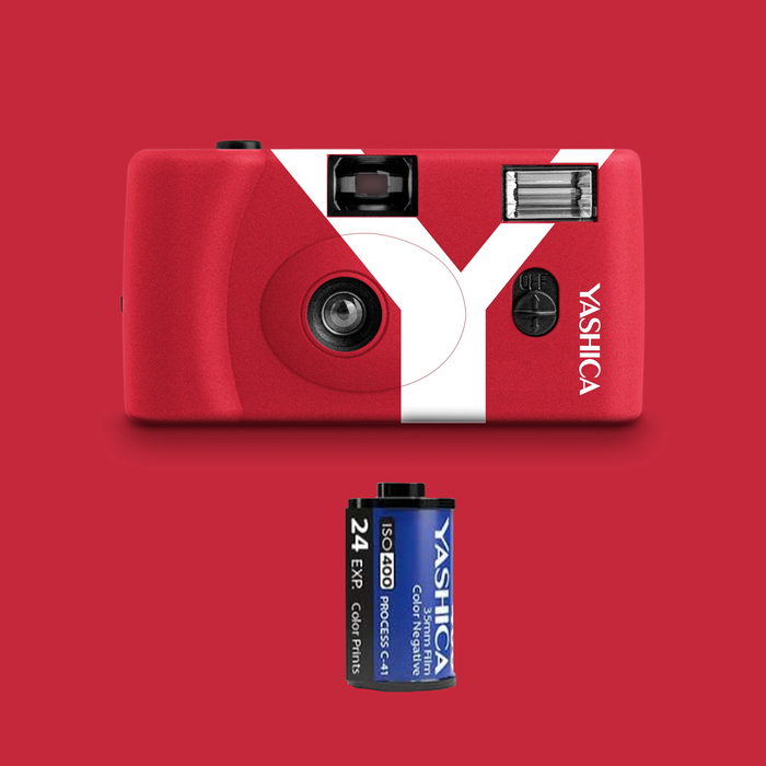 Yashica MF-1Y Snapshot Art 35mm Film Camera - Red