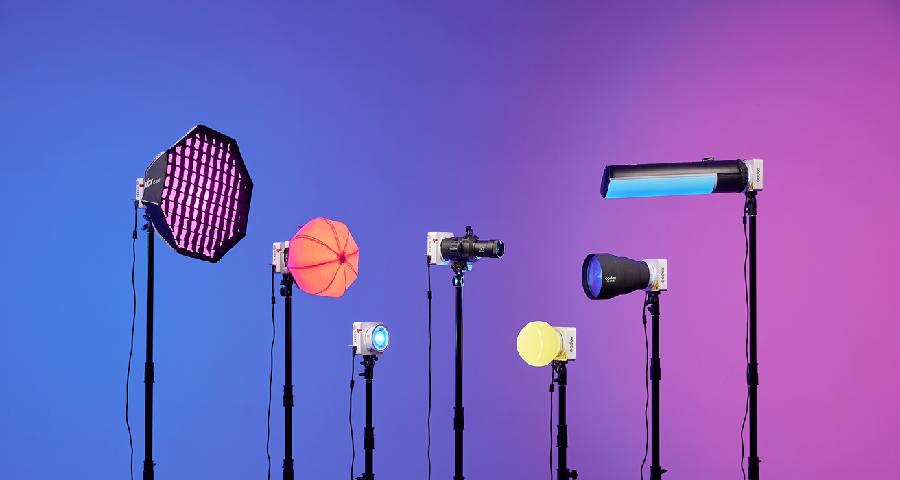 Godox ML100R RGB Portable LED Light Kit (36 Lens & Power Bank Holder)