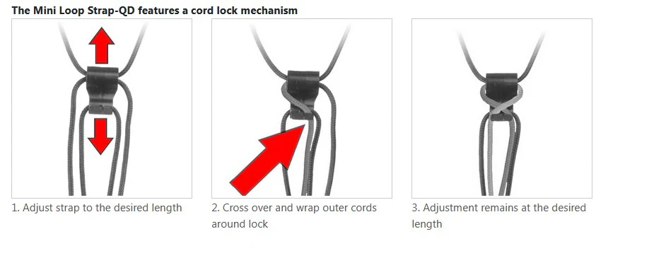 OP/TECH USA Mini Loop Strap with 1.5mm Mini Quick Disconnect Connector, 19-26.5" - Black
