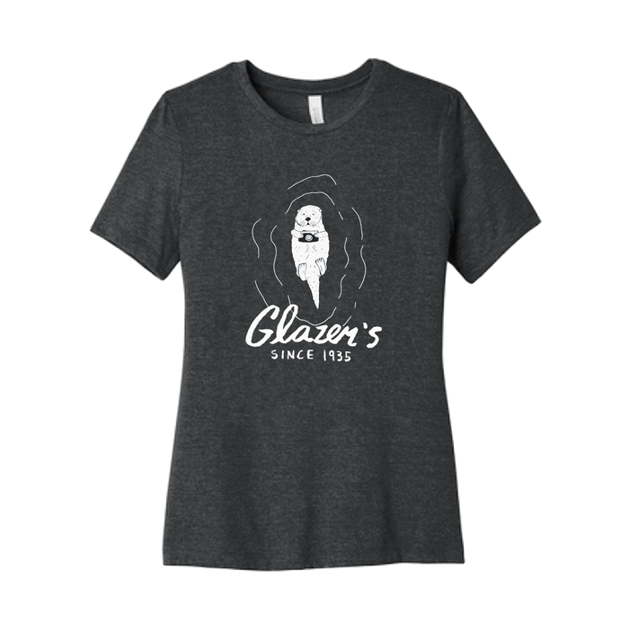 Glazer's Otter Camera T-Shirt Charcoal-Black Triblend - Women's XL